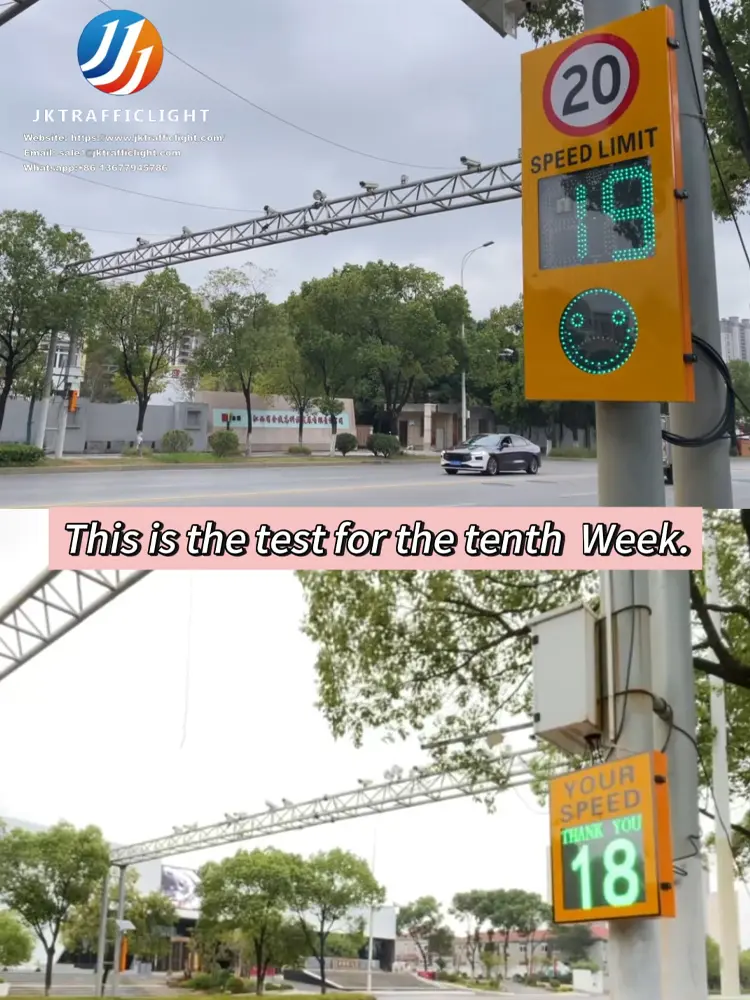 Radar speed signs in the 10th week of the real road test