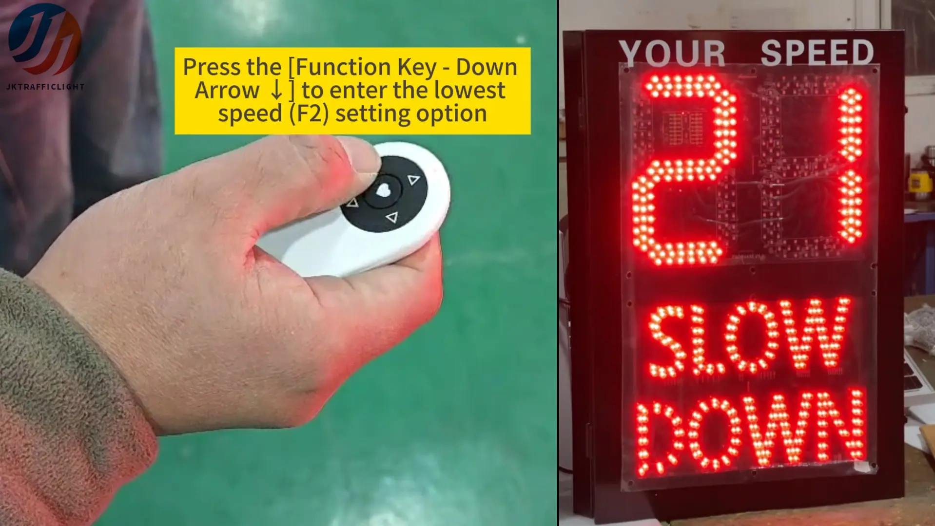 How to Set Up Your JKTRAFFICLIGHT Radar Speed Sign (Select Models) with remote Controller