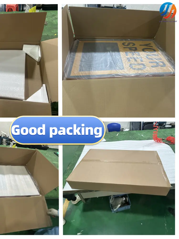 How is a radar speed sign packed