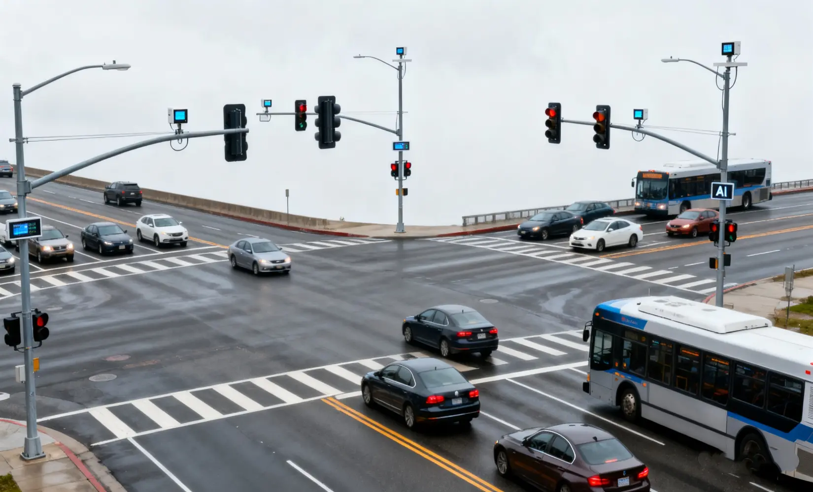 How does AI+ smart traffic lights optimize urban traffic